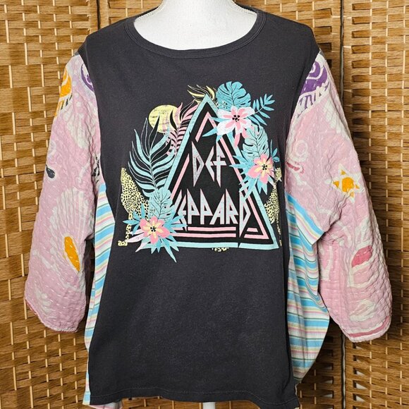 Def Leppard Upcycled Band Top Shirt OS - Picture 1 of 5